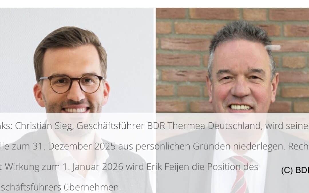 Führungswechsel bei BDR Thermea